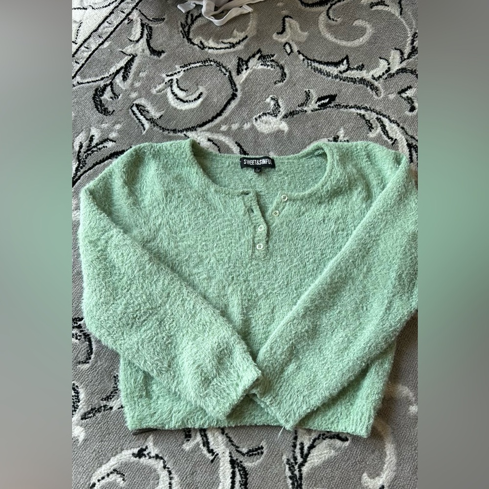 Light Green Mohair Knit Sweater